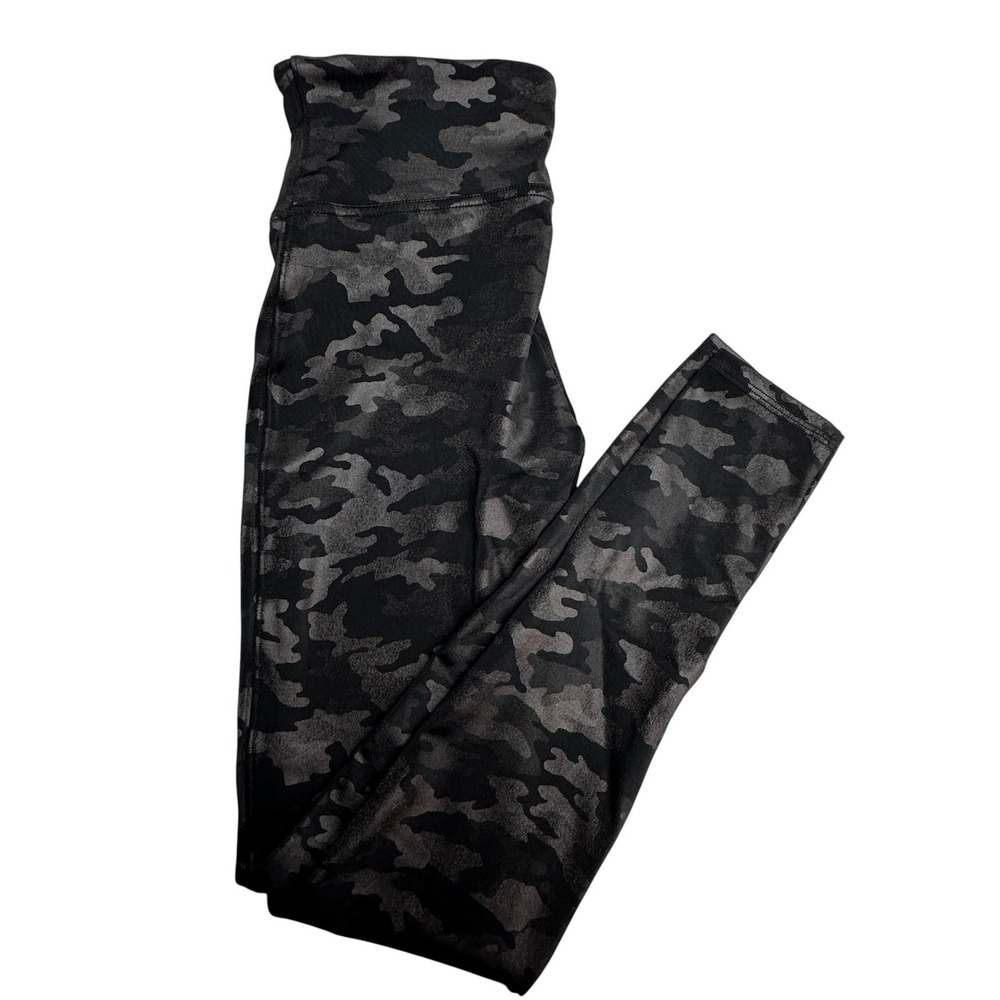 Spanx Leggings Womens Medium Black Camo High Waist Shaping Compression Pants
